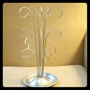 Stationary Silvertone Jewelry Display Stand